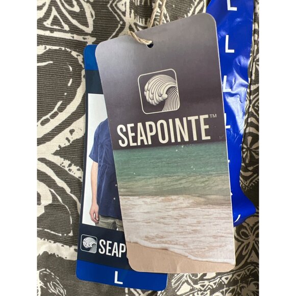 NWT Seapointe Mens Size L Natural Tan Casual Camp Shirt S/S Modal Blend Tropical - Picture 7 of 11